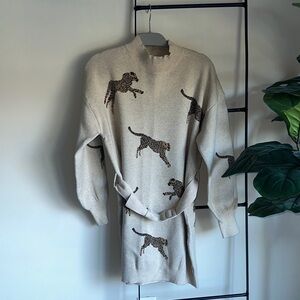 *NWT* Cheetah Oatmeal Sweater Dress